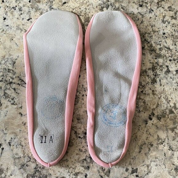 DANCE Slippers Size 11 Suede Leather, Nylon, Cotton Pink Washable. - Picture 2 of 2